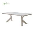 Mesa de comedor rectangular de 6 plazas para exterior, fabricada en aleación de aluminio con tablero de PS imitación madera - 11D26A