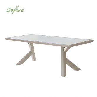 Mesa de comedor rectangular de 6 plazas para exterior,...