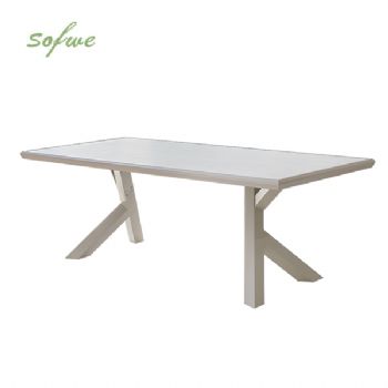 Mesa de comedor rectangular de 6 plazas para exterior,...