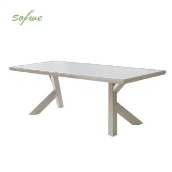 Mesa de comedor rectangular de 6 plazas para exterior,...