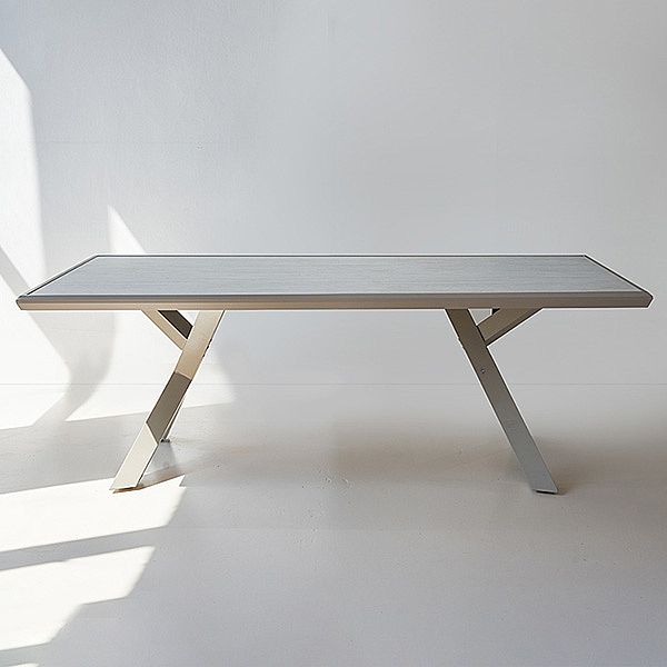 Mesa de comedor rectangular de 6 plazas para exterior, fabricada en aleación de aluminio con tablero de PS imitación madera - 11D26A