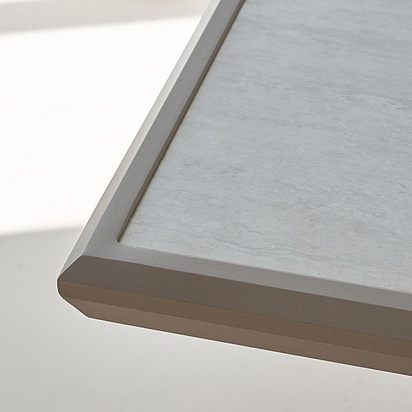 Mesa de comedor rectangular de 6 plazas para exterior, fabricada en aleación de aluminio con tablero de PS imitación madera - 11D26A