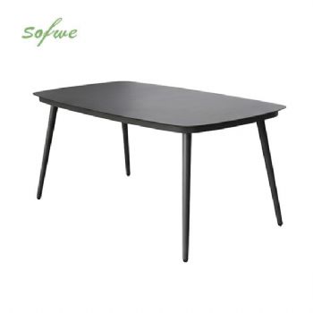 Mesa de comedor de exterior con tablero de cristal estampado...