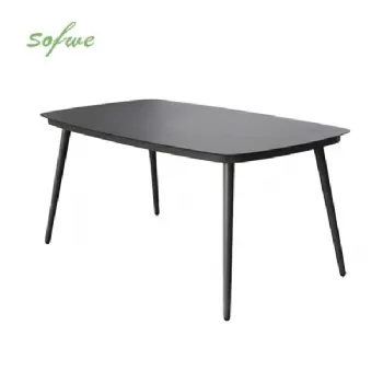 Mesa de comedor de exterior con tablero de cristal estampado...