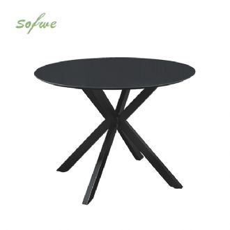 Mesa de comedor redonda para exterior con tablero de cristal...