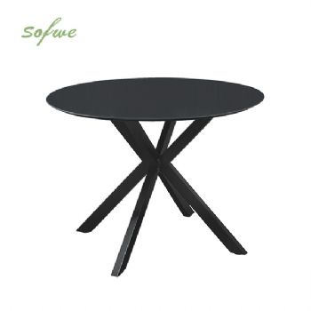 Mesa de comedor redonda para exterior con tablero de cristal...