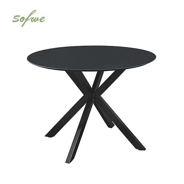 Mesa de comedor redonda para exterior con tablero de cristal esmerilado estampado de 5 mm - 11D26F