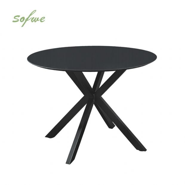 Mesa de comedor redonda para exterior con tablero de cristal esmerilado estampado de 5 mm - 11D26F