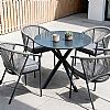 Mesa de comedor redonda para exterior con tablero de cristal esmerilado estampado de 5 mm - 11D26F