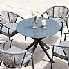 Mesa de comedor redonda para exterior con tablero de cristal esmerilado estampado de 5 mm - 11D26F