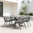 Mesa de comedor redonda para exterior con tablero de cristal esmerilado estampado de 5 mm - 11D26F