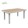 Mesa de comedor rectangular para exterior con tablero de WPC con estampado térmico - 11D26G