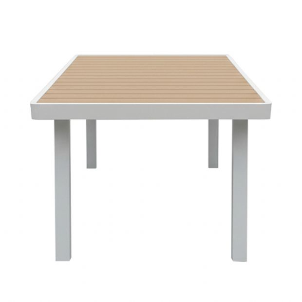 Mesa de comedor rectangular para exterior con tablero de WPC con estampado térmico - 11D26G