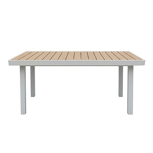 Mesa de comedor rectangular para exterior con tablero de WPC con estampado térmico - 11D26G