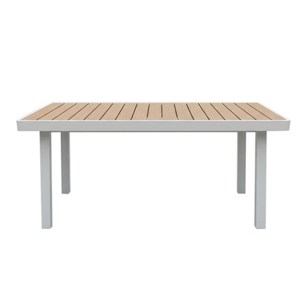 Mesa de comedor rectangular para exterior con tablero de WPC con estampado térmico - 11D26G