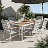 Mesa de comedor rectangular para exterior con tablero de WPC con estampado térmico - 11D26G