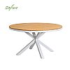 Mesa de comedor redonda de exterior con tablero de madera-plástico compuesta, ideal para terrazas y jardines - 11D26H