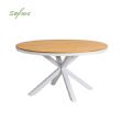 Mesa de comedor redonda de exterior con tablero de madera-plástico compuesta, ideal para terrazas y jardines - 11D26H