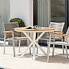 Mesa de comedor redonda de exterior con tablero de madera-plástico compuesta, ideal para terrazas y jardines - 11D26H