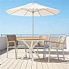 Mesa de comedor redonda de exterior con tablero de madera-plástico compuesta, ideal para terrazas y jardines - 11D26H