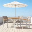 Mesa de comedor redonda de exterior con tablero de madera-plástico compuesta, ideal para terrazas y jardines - 11D26H