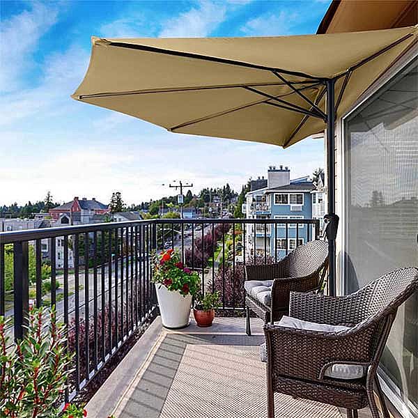 Medio paraguas para patio balcón al aire libre medio paraguas redondo venta al por mayor - 12U01Q