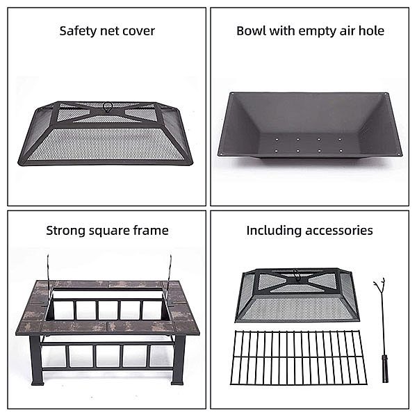 Pozo de fuego de mesa cuadrado al aire libre de 37 pulgadas - 10H01A