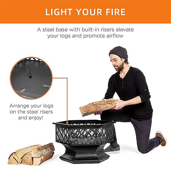 Pozo de fuego de patio con forma hexagonal de 24 pulgadas al por mayor - 10H01K