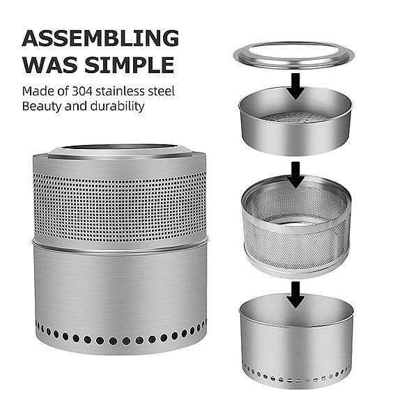 Pozo de fuego sin humo poroso de acero inoxidable - 10H02K