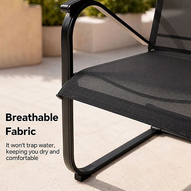 HF Patios Venta al por Mayor de Fábrica Silla de Comedor de Patio Moderna de Hierro con Tela de Malla Recubierta de PVC para Mobiliario de Exterior - 11C12O