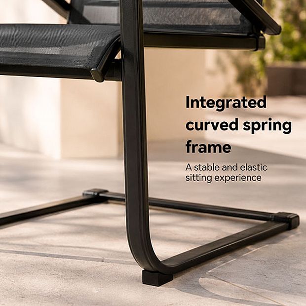 HF Patios Venta al por Mayor de Fábrica Silla de Comedor de Patio Moderna de Hierro con Tela de Malla Recubierta de PVC para Mobiliario de Exterior - 11C12O