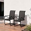 HF Patios Venta al por Mayor de Fábrica Silla de Comedor de Patio Moderna de Hierro con Tela de Malla Recubierta de PVC para Mobiliario de Exterior - 11C12O