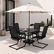 HF Patios Venta al por Mayor de Fábrica Silla de Comedor de Patio Moderna de Hierro con Tela de Malla Recubierta de PVC para Mobiliario de Exterior - 11C12O