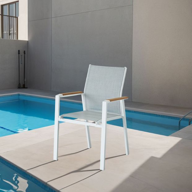 Sillón de comedor de aluminio acolchado de algodón para jardín - 11D11I