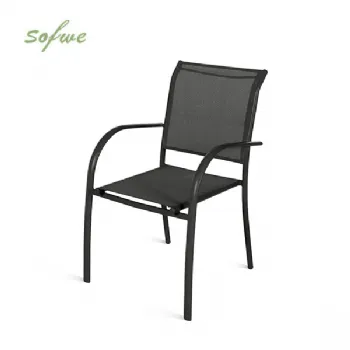Silla de comedor apilable de aluminio para exteriores con...