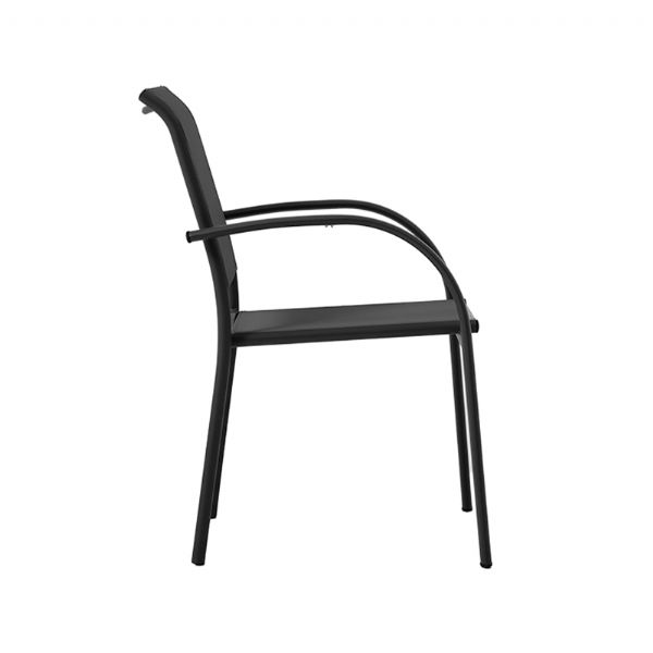 Silla de comedor apilable de aluminio para exteriores con reposabrazos y asiento tipo hamaca - 11D11K