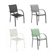 Silla de comedor apilable de aluminio para exteriores con reposabrazos y asiento tipo hamaca - 11D11K