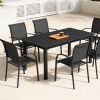 Silla de comedor apilable de aluminio para exteriores con reposabrazos y asiento tipo hamaca - 11D11K