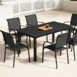 Silla de comedor apilable de aluminio para exteriores con reposabrazos y asiento tipo hamaca - 11D11K