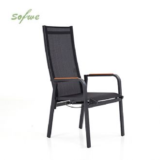 Silla de comedor reclinable con respaldo alto para patio