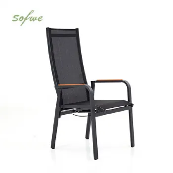Silla de comedor reclinable con respaldo alto para patio