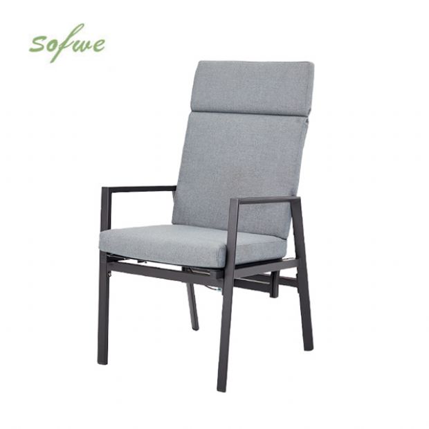 Sillón reclinable de respaldo alto para patio con cojín de poliéster hilado - 11D12K