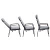 Sillón reclinable de respaldo alto para patio con cojín de poliéster hilado - 11D12K