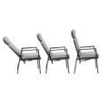 Sillón reclinable de respaldo alto para patio con cojín de poliéster hilado - 11D12K