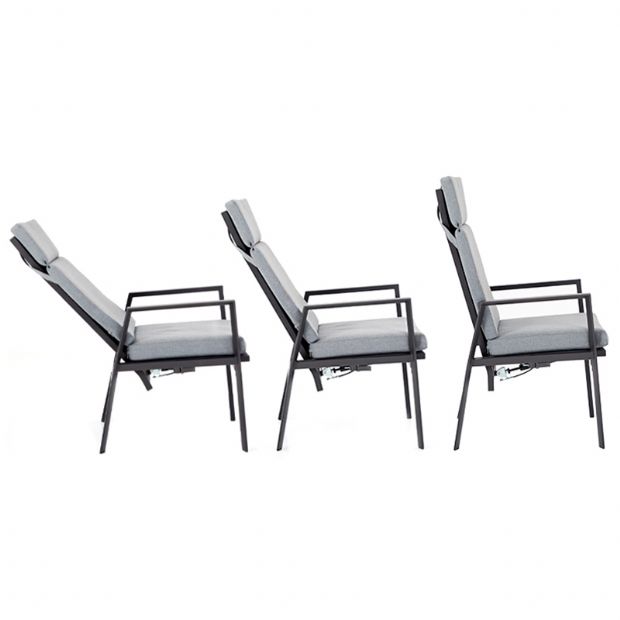 Sillón reclinable de respaldo alto para patio con cojín de poliéster hilado - 11D12K