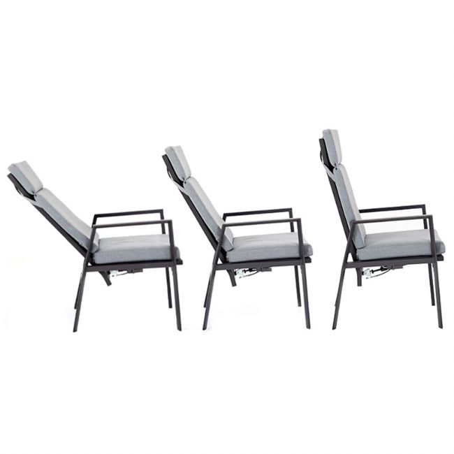 Sillón reclinable de respaldo alto para patio con cojín de poliéster hilado - 11D12K