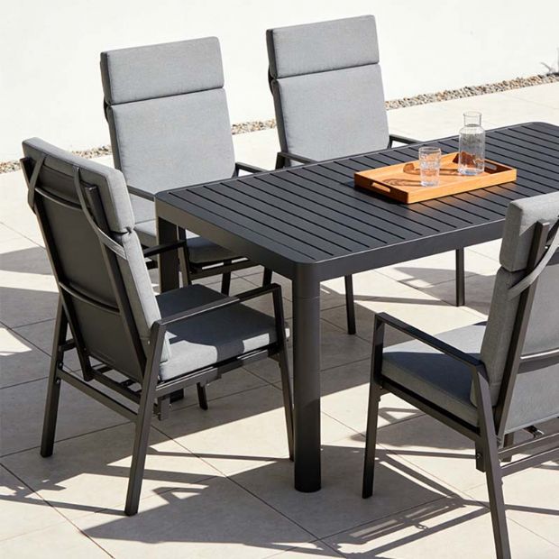Sillón reclinable de respaldo alto para patio con cojín de poliéster hilado - 11D12K