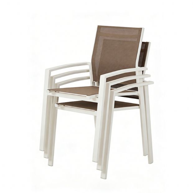 Silla de comedor de aluminio con asiento y respaldo de malla transpirable - 11D27A
