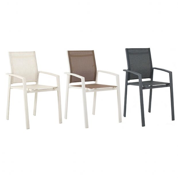 Silla de comedor de aluminio con asiento y respaldo de malla transpirable - 11D27A