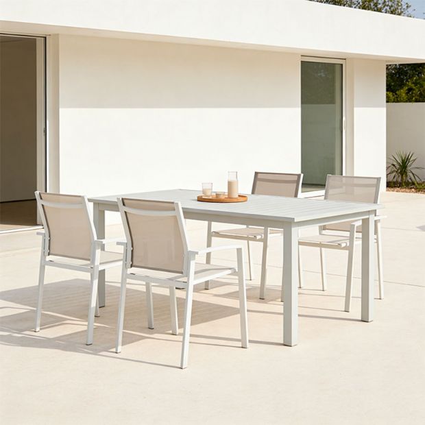 Silla de comedor de aluminio con asiento y respaldo de malla transpirable - 11D27A